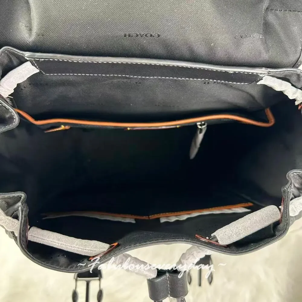 Coach Men's League Flap Backpack Laptop Bag Leather/Gunmetal/Leather CU072 NWT